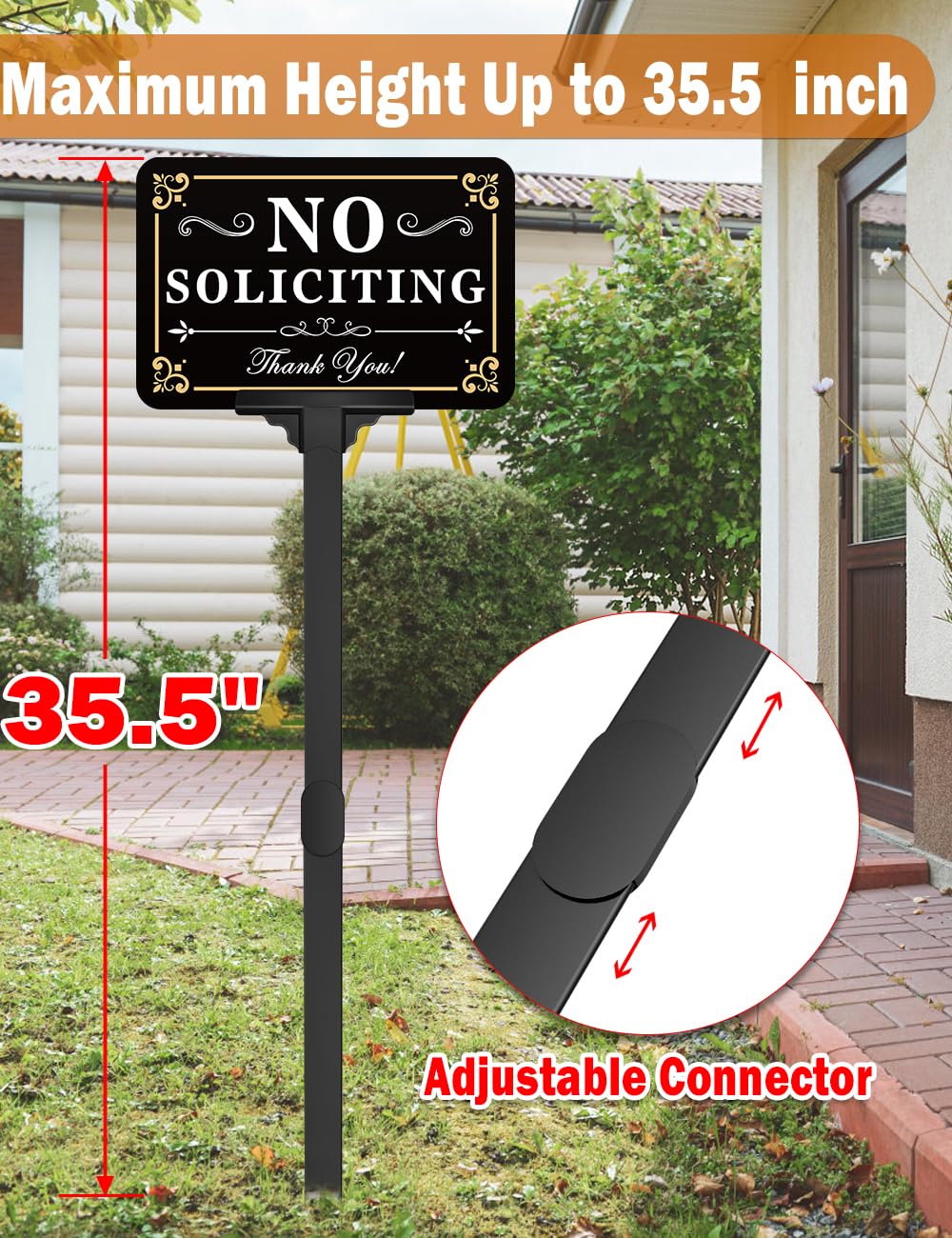multiwins No Soliciting Sign adjustable height with stake