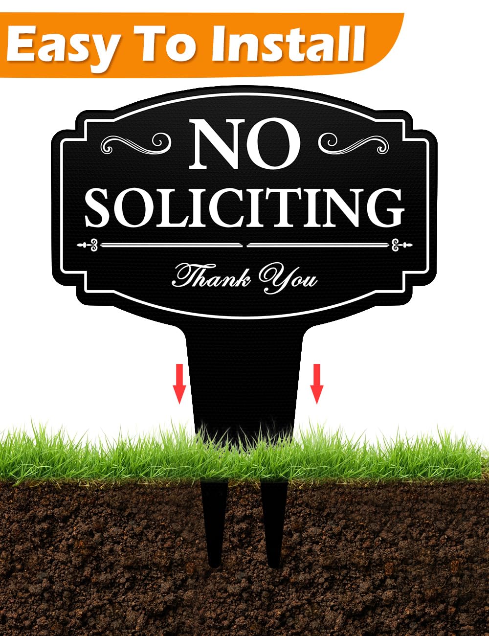 multiwins No Soliciting Sign displayed at a front door