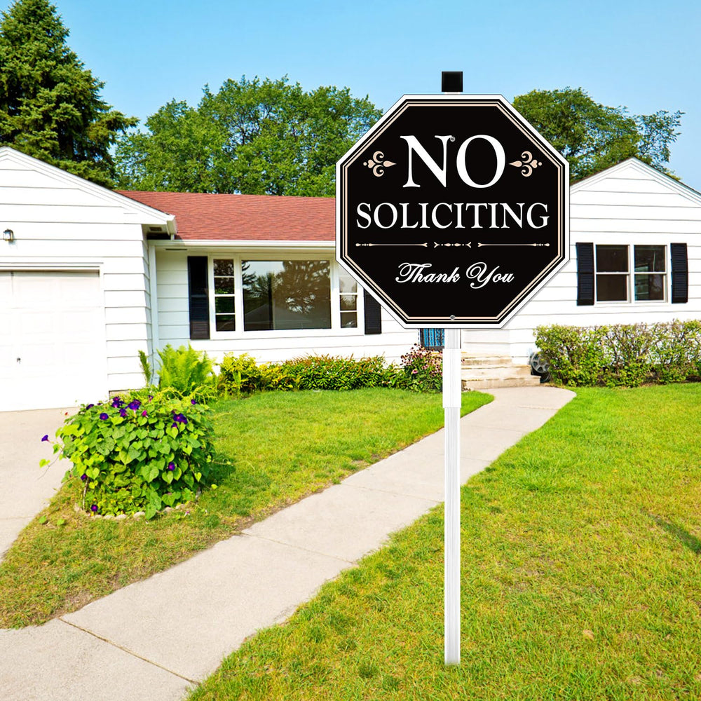 multiwins No Soliciting Sign in outdoor setting