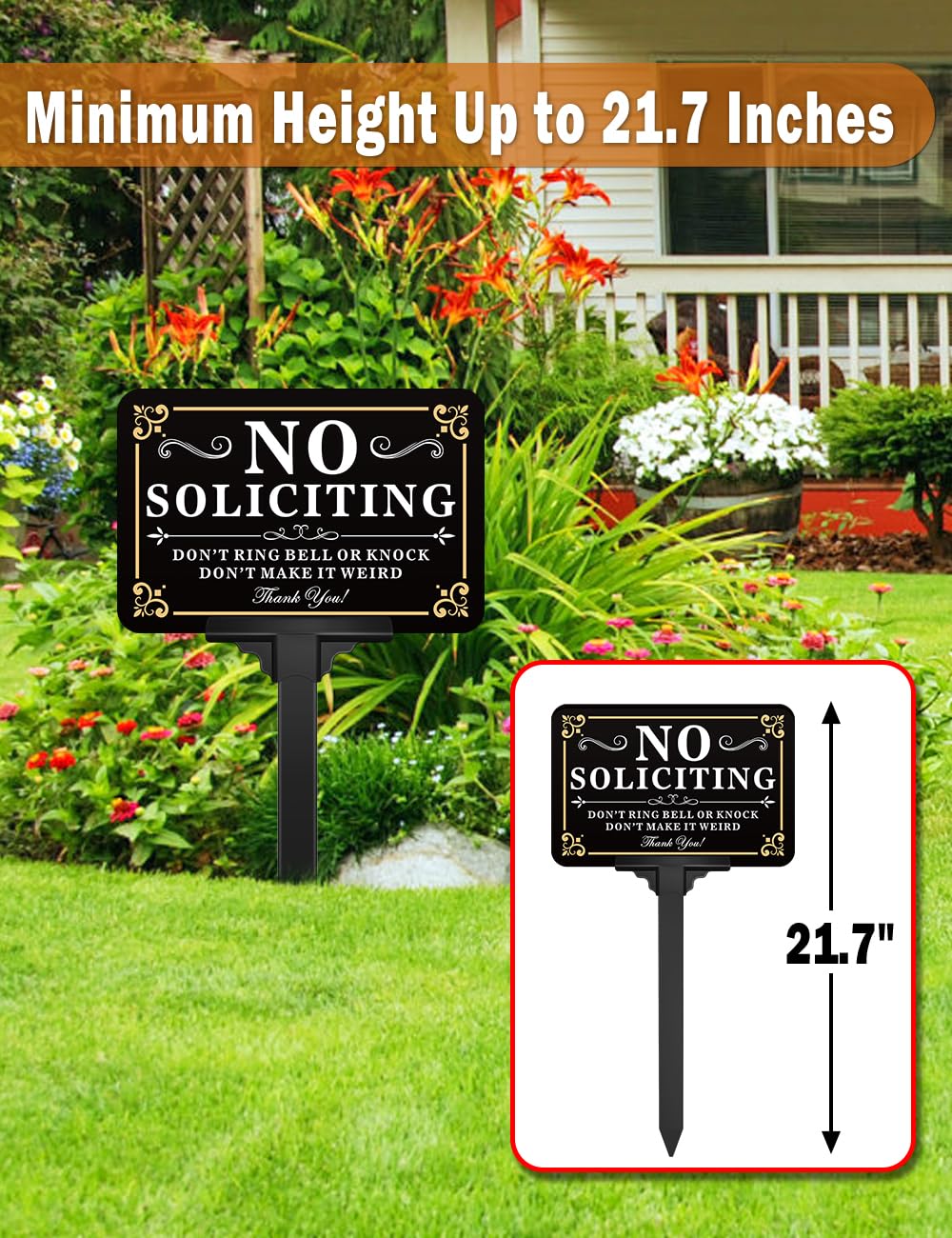 Multiwins No Soliciting Sign installed in garden setting