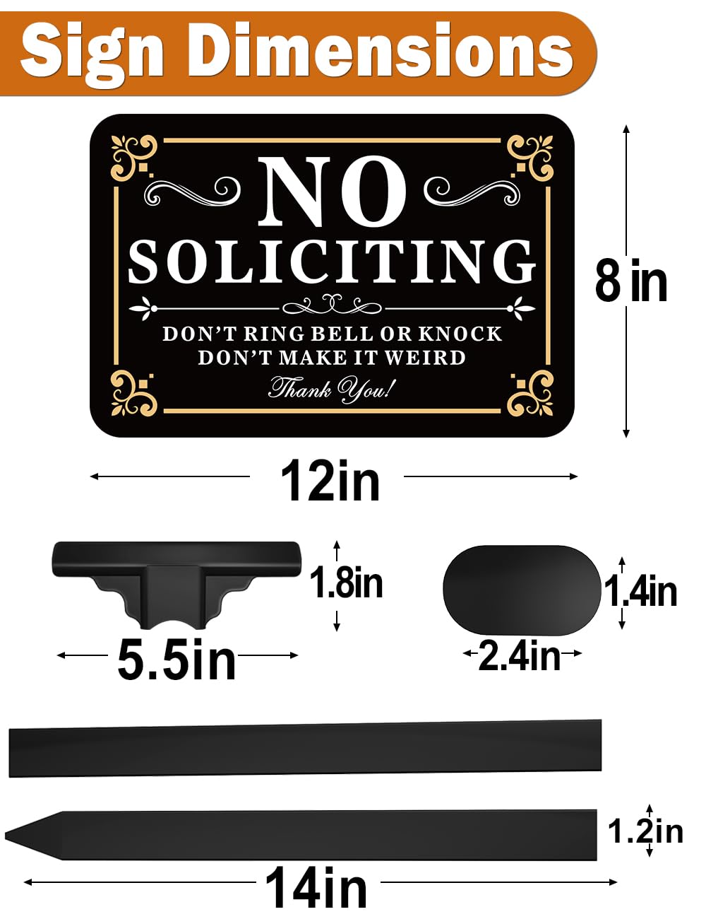 Multiwins No Soliciting Sign showcasing adjustable height feature