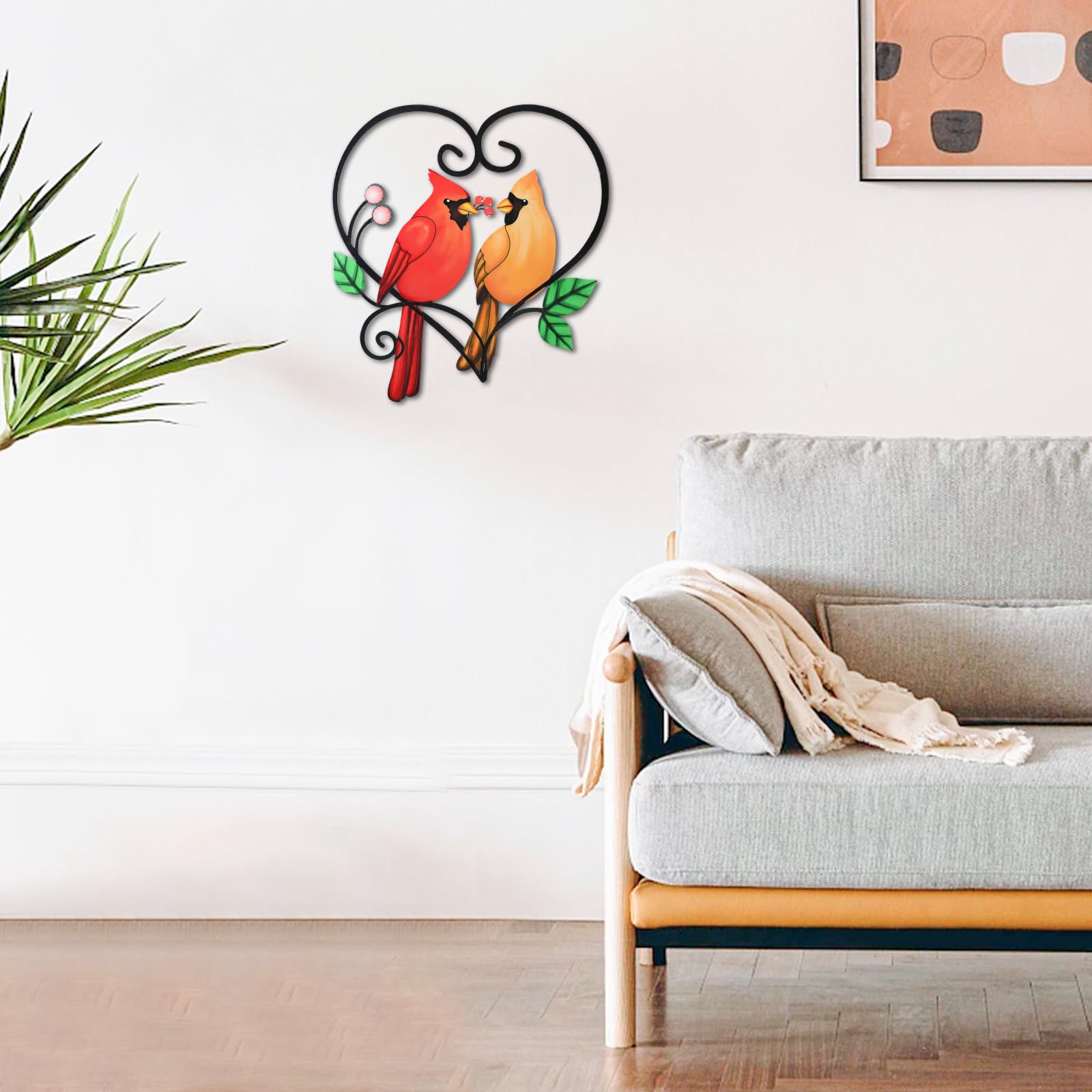 MUMTOP 12-inch cardinal wall art hanging on a garden fence