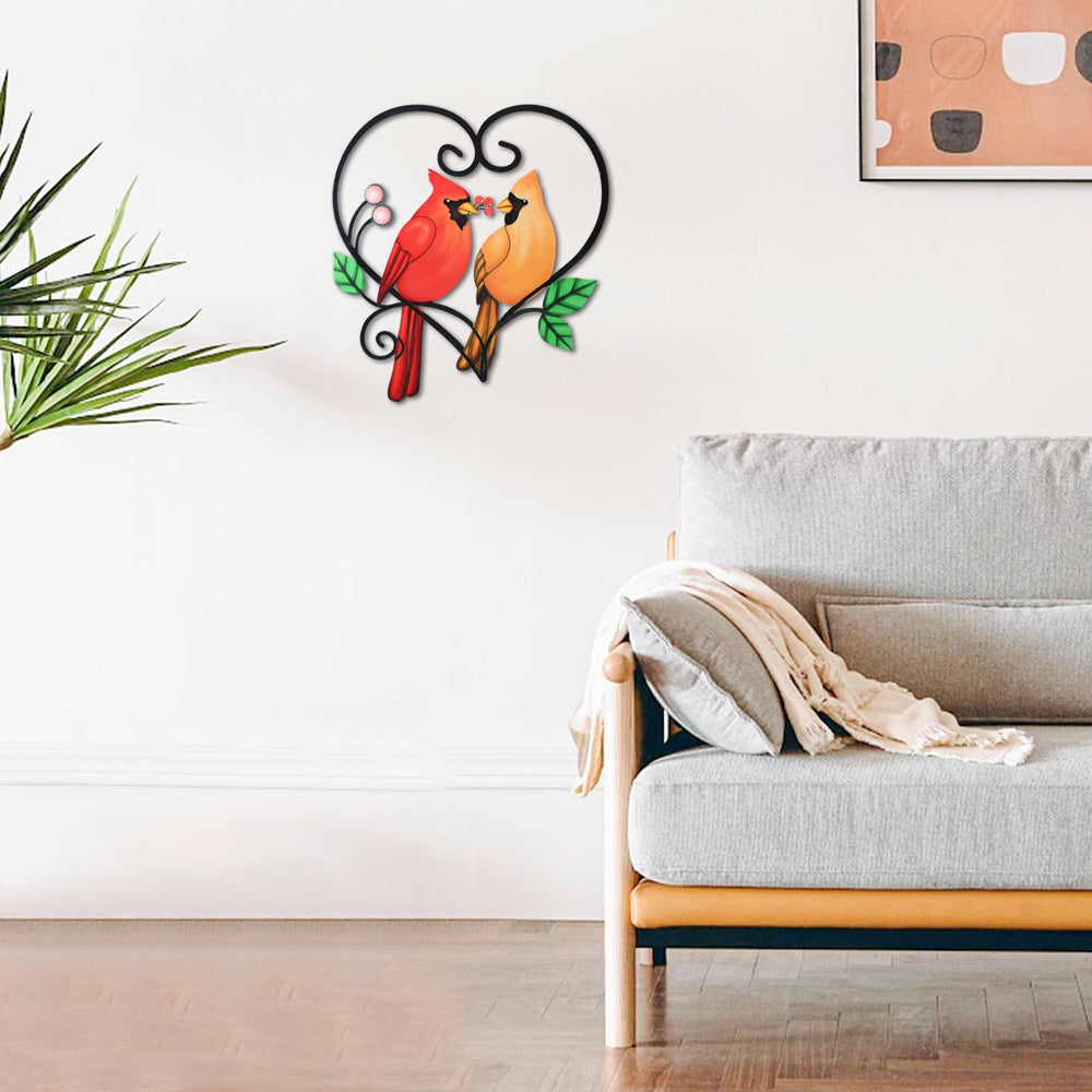 MUMTOP 12-inch cardinal wall art hanging on a garden fence