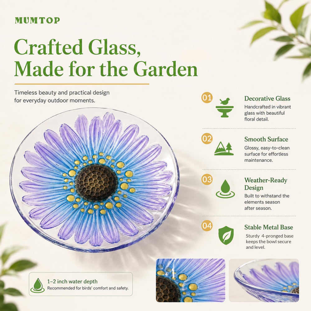 MUMTOP Bird Bath assembled with metal stake