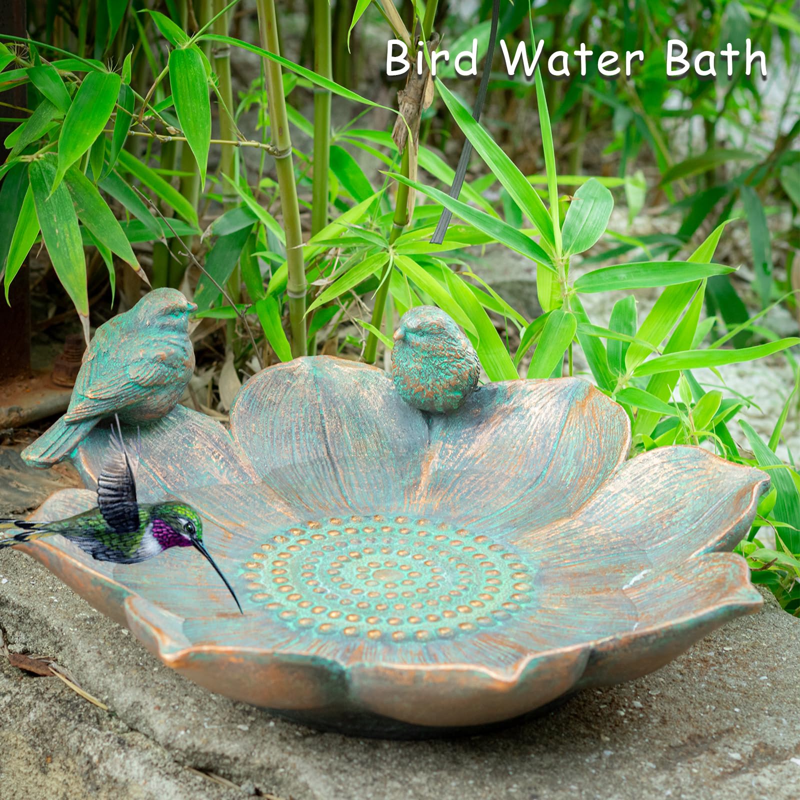 MUMTOP Bird Bath bronze bowl with birdseed