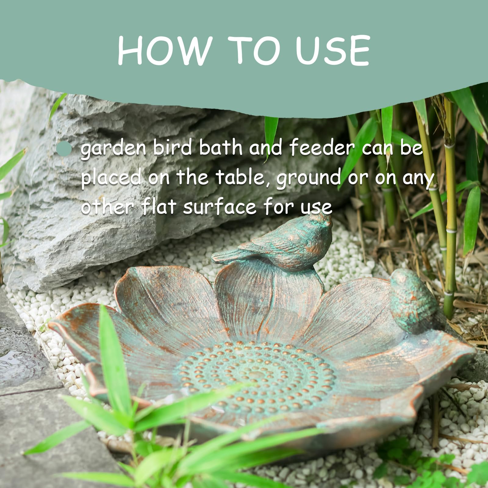 MUMTOP Bird Bath elegant floral design detail