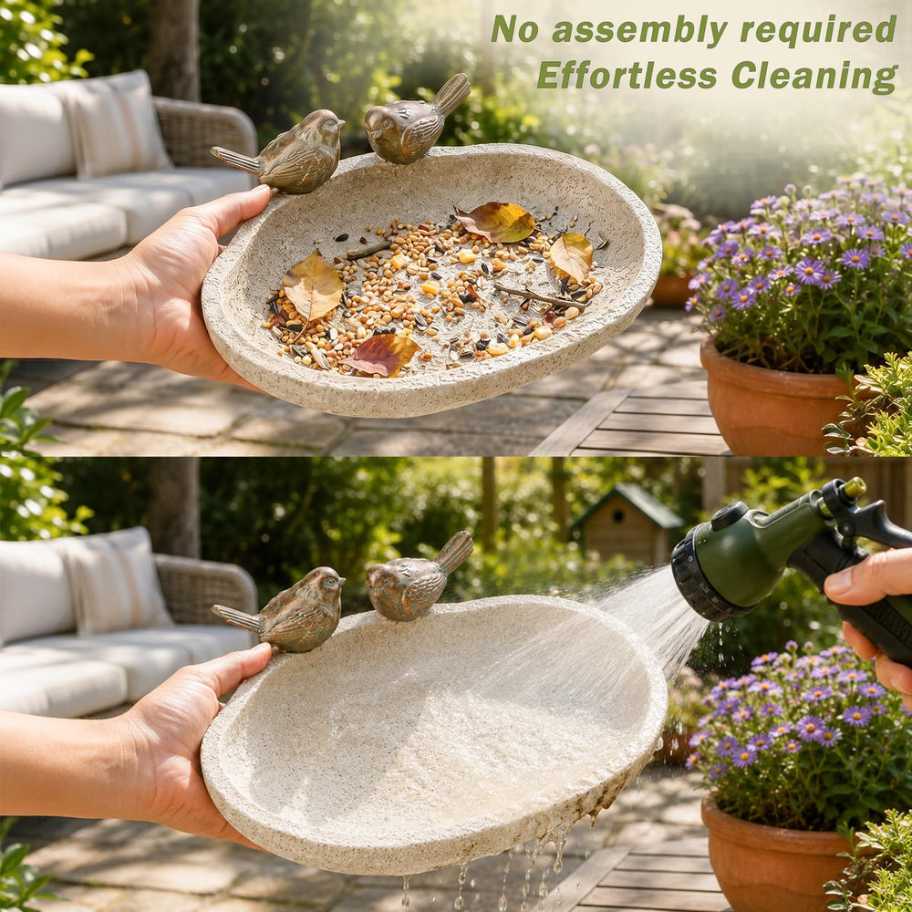 MUMTOP Bird Bath on a garden tabletop