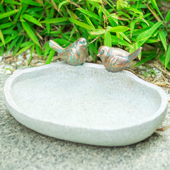 MUMTOP Bird Bath oval resin bowl with vintage bird design