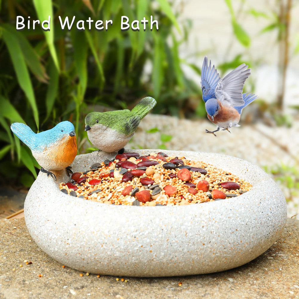 MUMTOP Bird Bath placed on a garden table with water inside