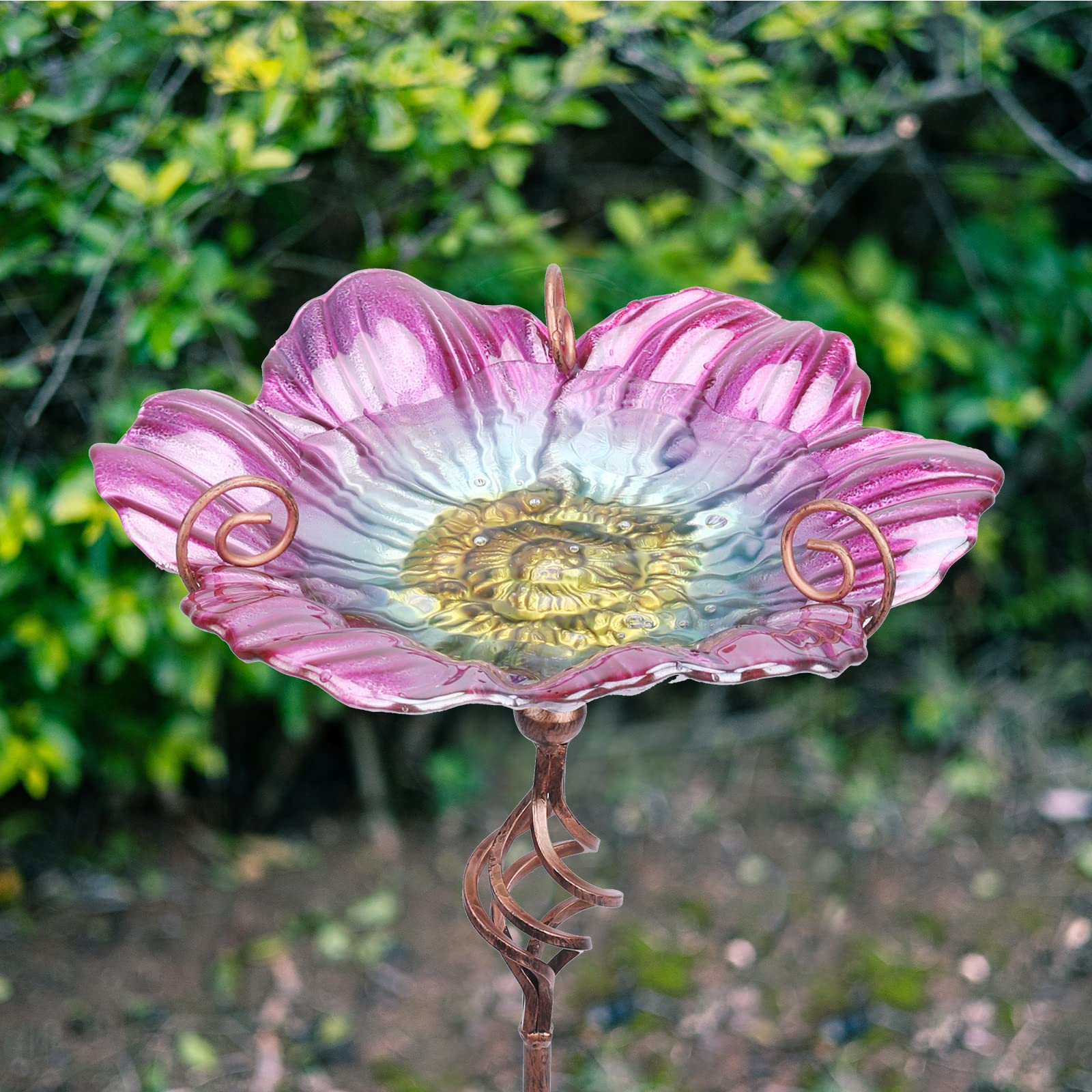 MUMTOP Birdbath in a garden setting with flowers
