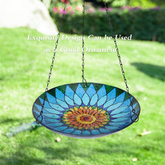MUMTOP Hanging Bird Bath displayed in a vibrant garden