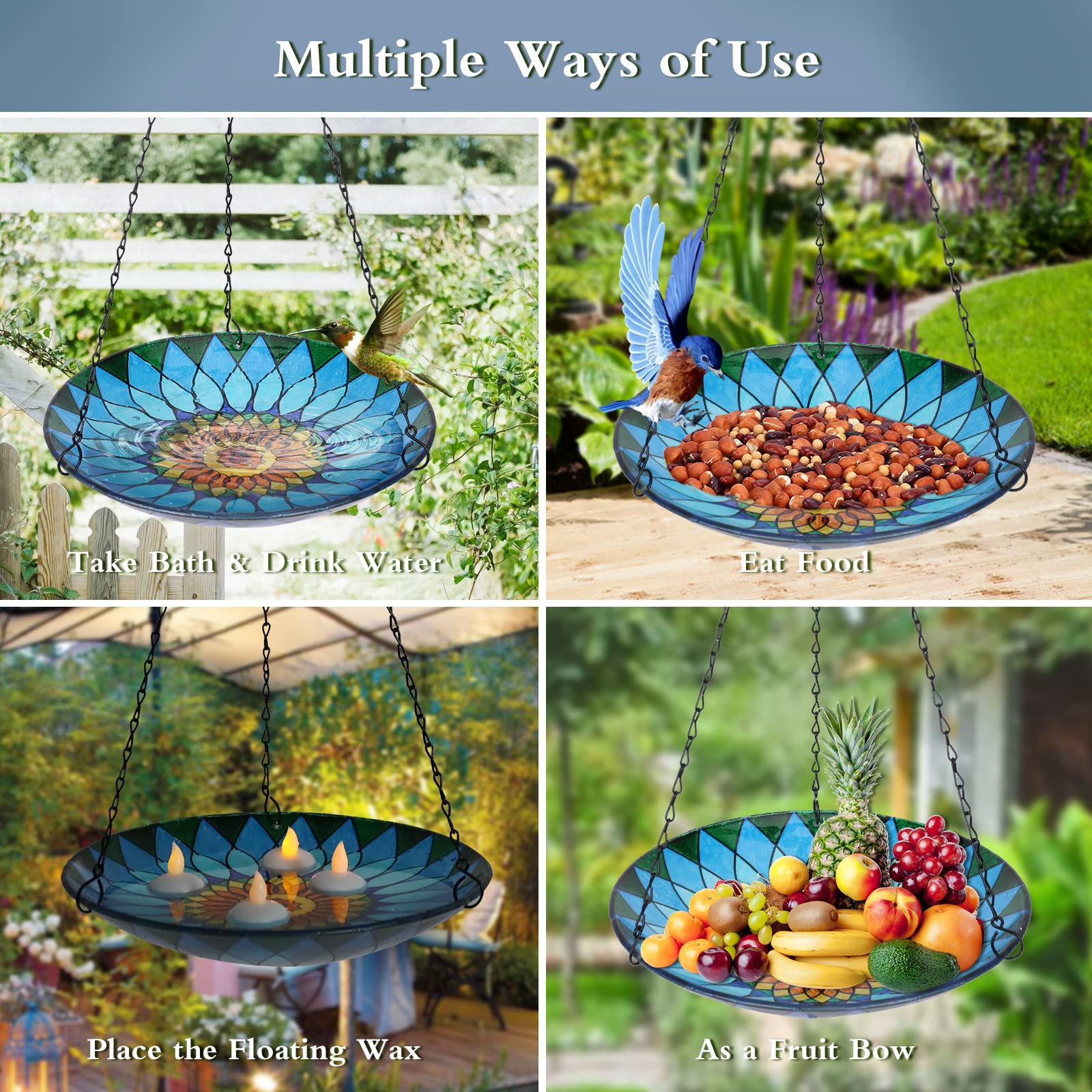 MUMTOP Hanging Bird Bath packaging showing contents