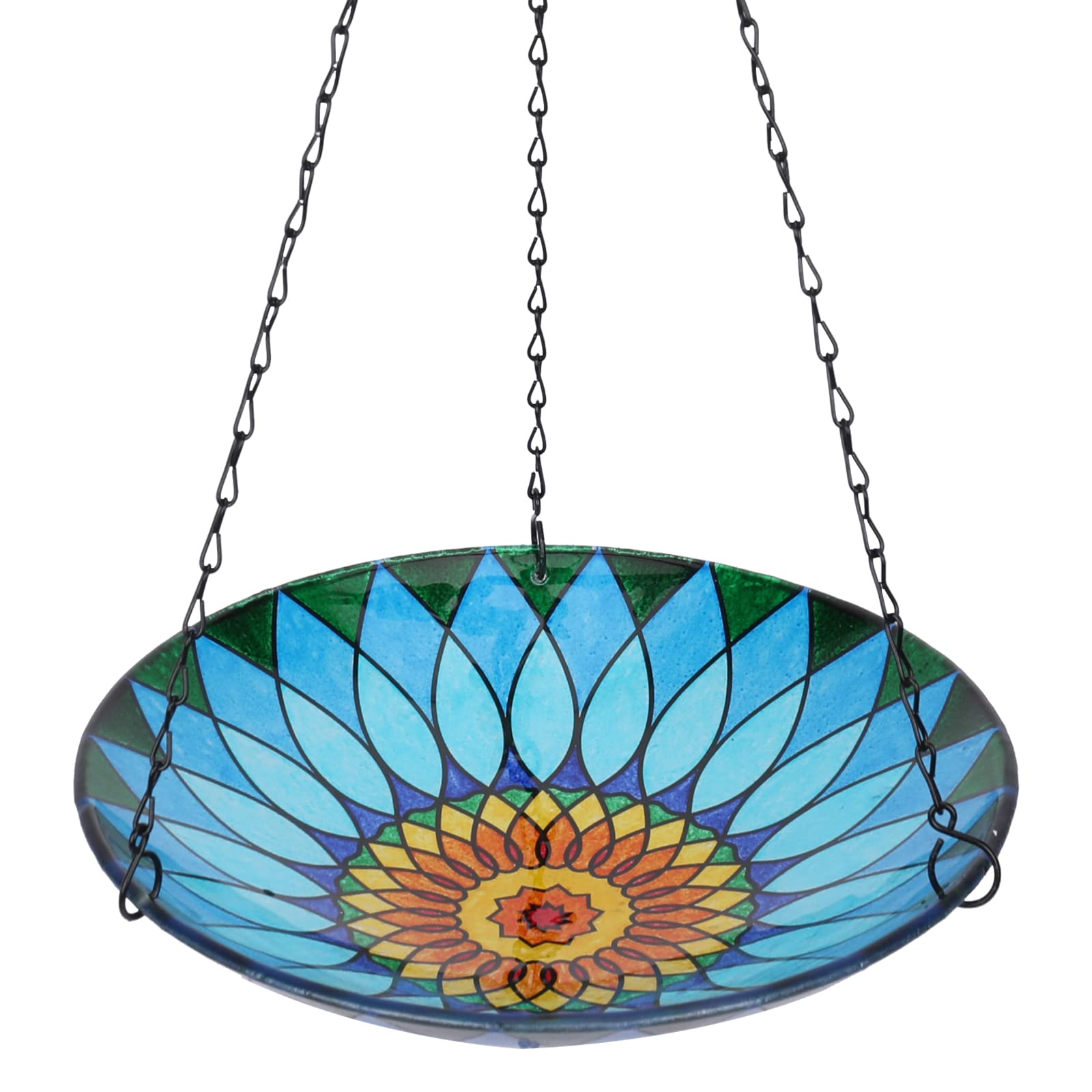 MUMTOP Hanging Bird Bath with kaleidoscope design, blue