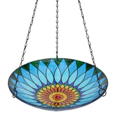 MUMTOP Hanging Bird Bath with kaleidoscope design, blue