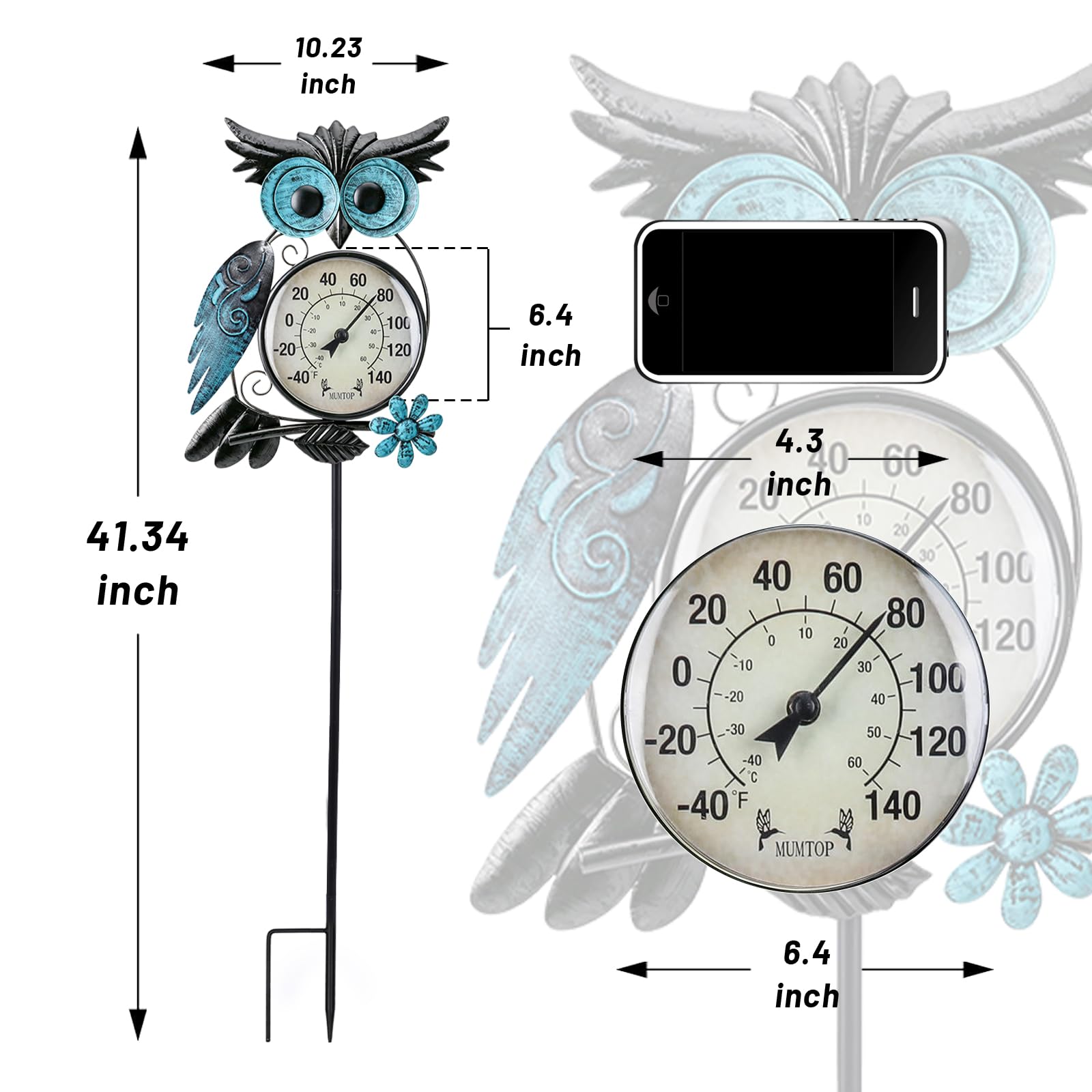 MUMTOP Outdoor Thermometer displayed in a garden setting