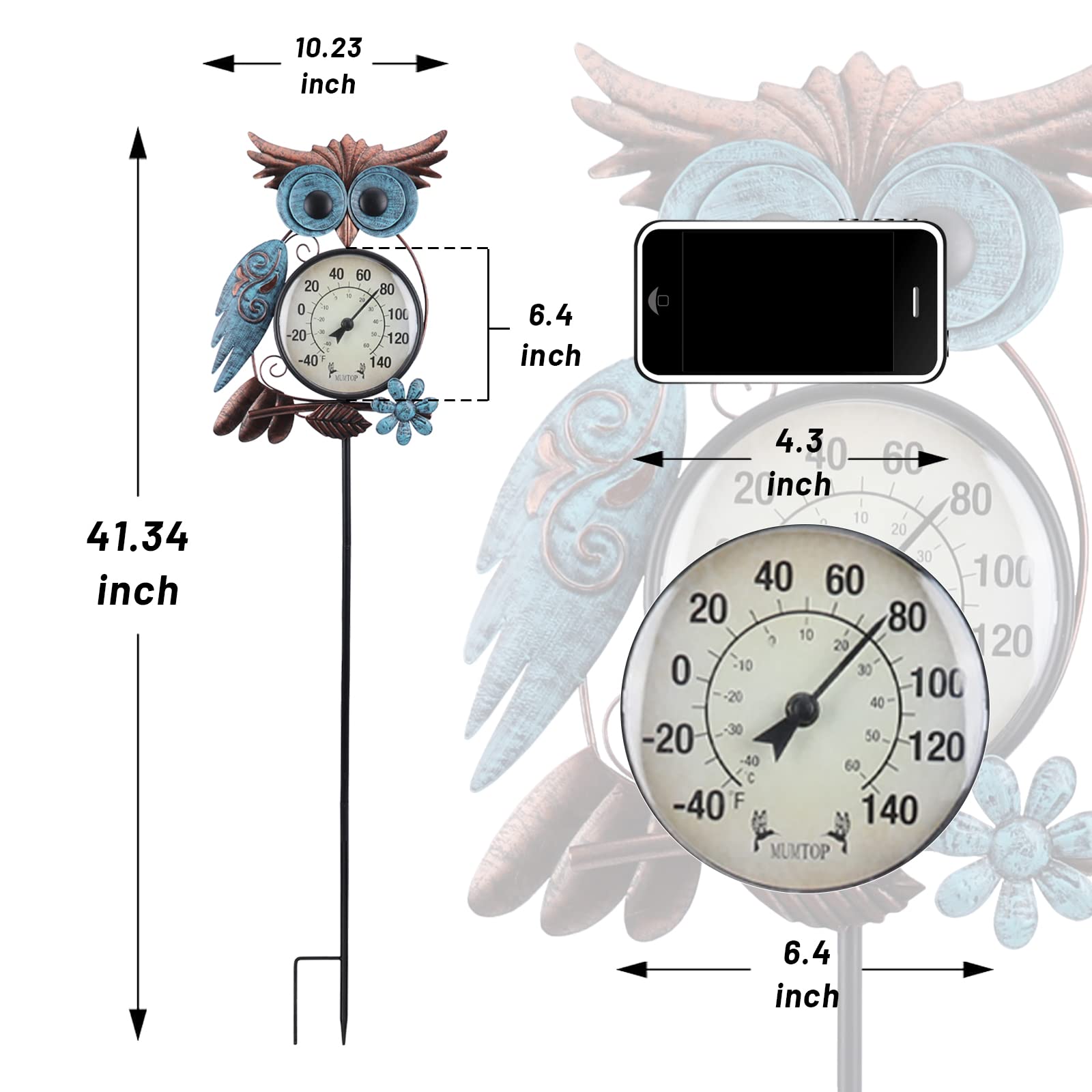 MUMTOP Outdoor Thermometer displaying temperature range