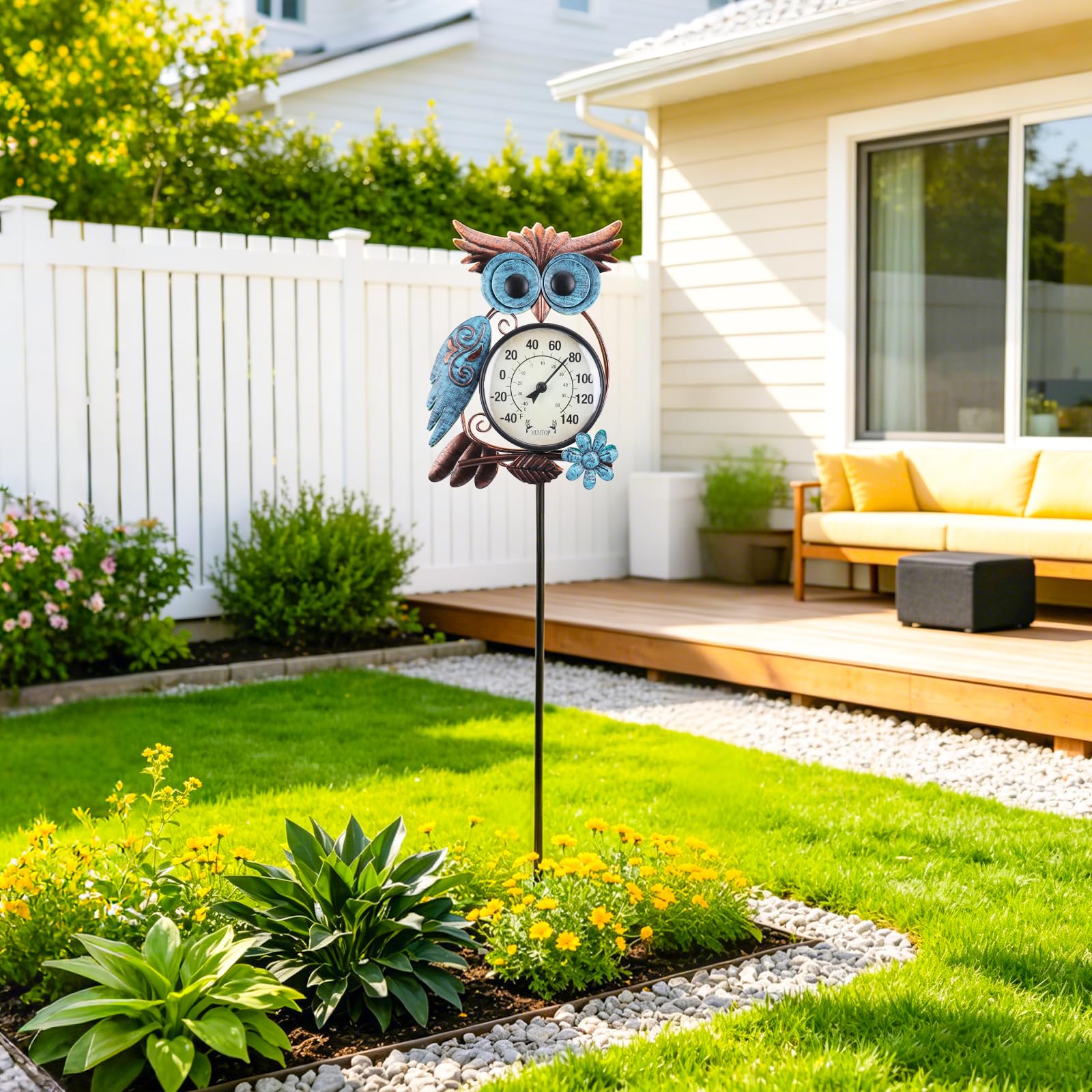 MUMTOP Outdoor Thermometer hanging in a patio