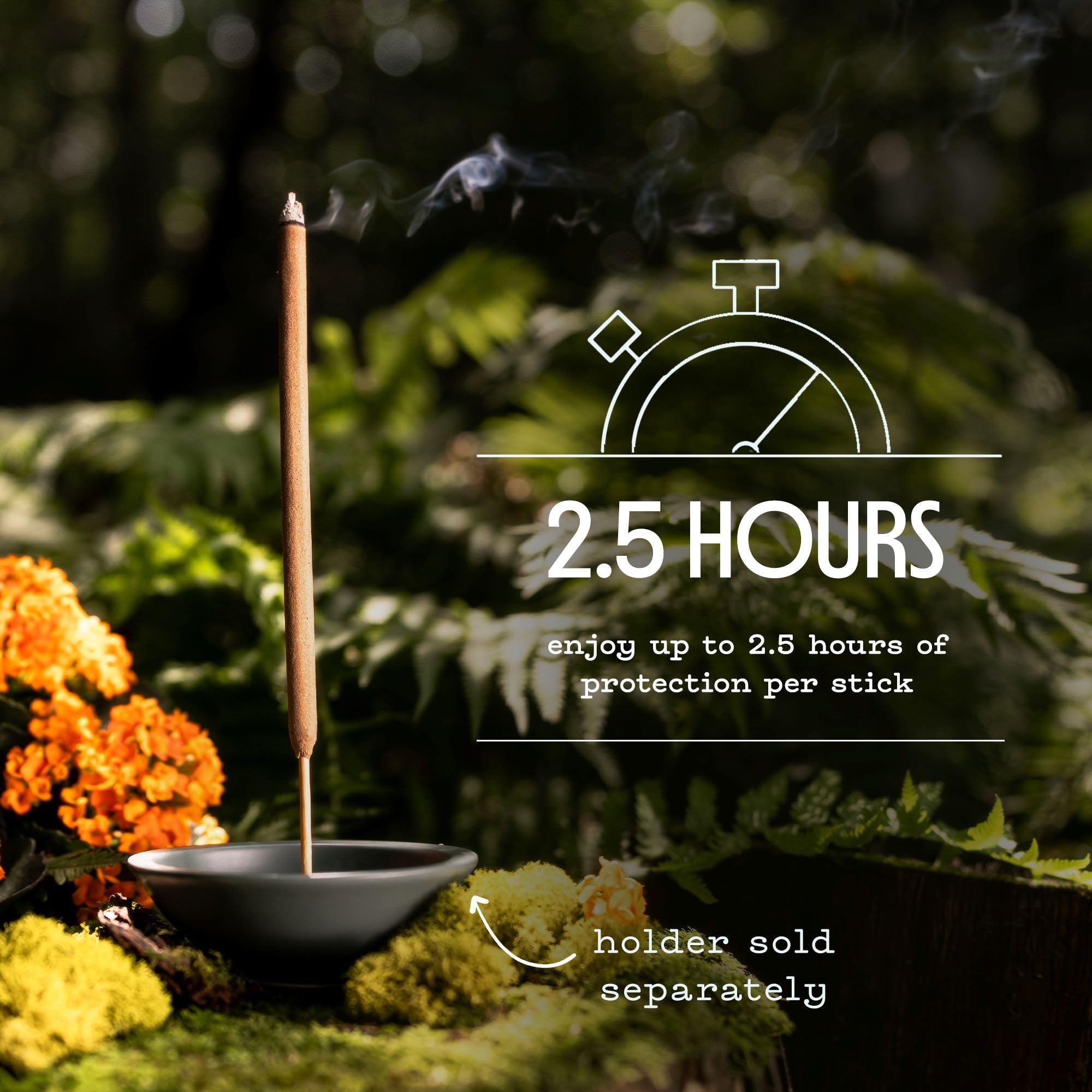 Murphy's Naturals Citronella Sticks burning in outdoor setting