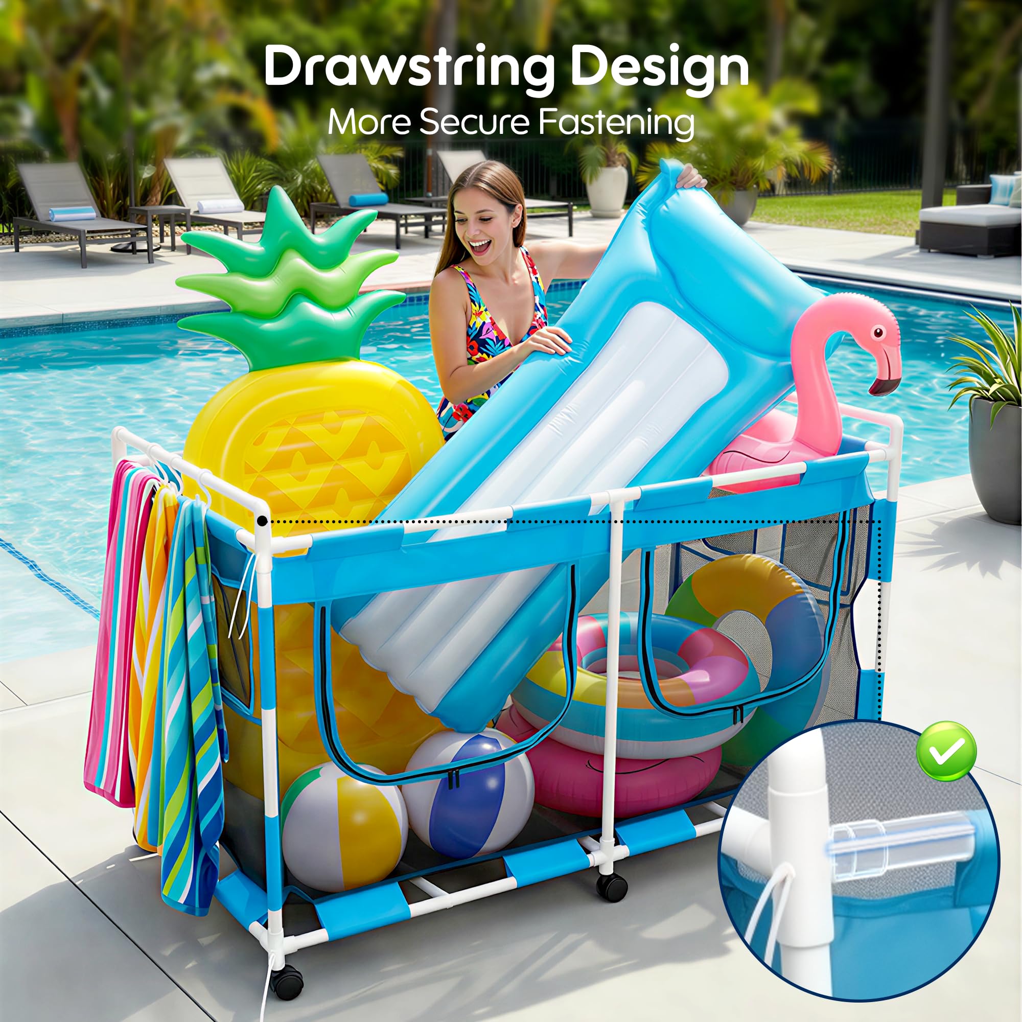 MUSCCCM Pool Float Storage Organizer raised base to prevent water pooling