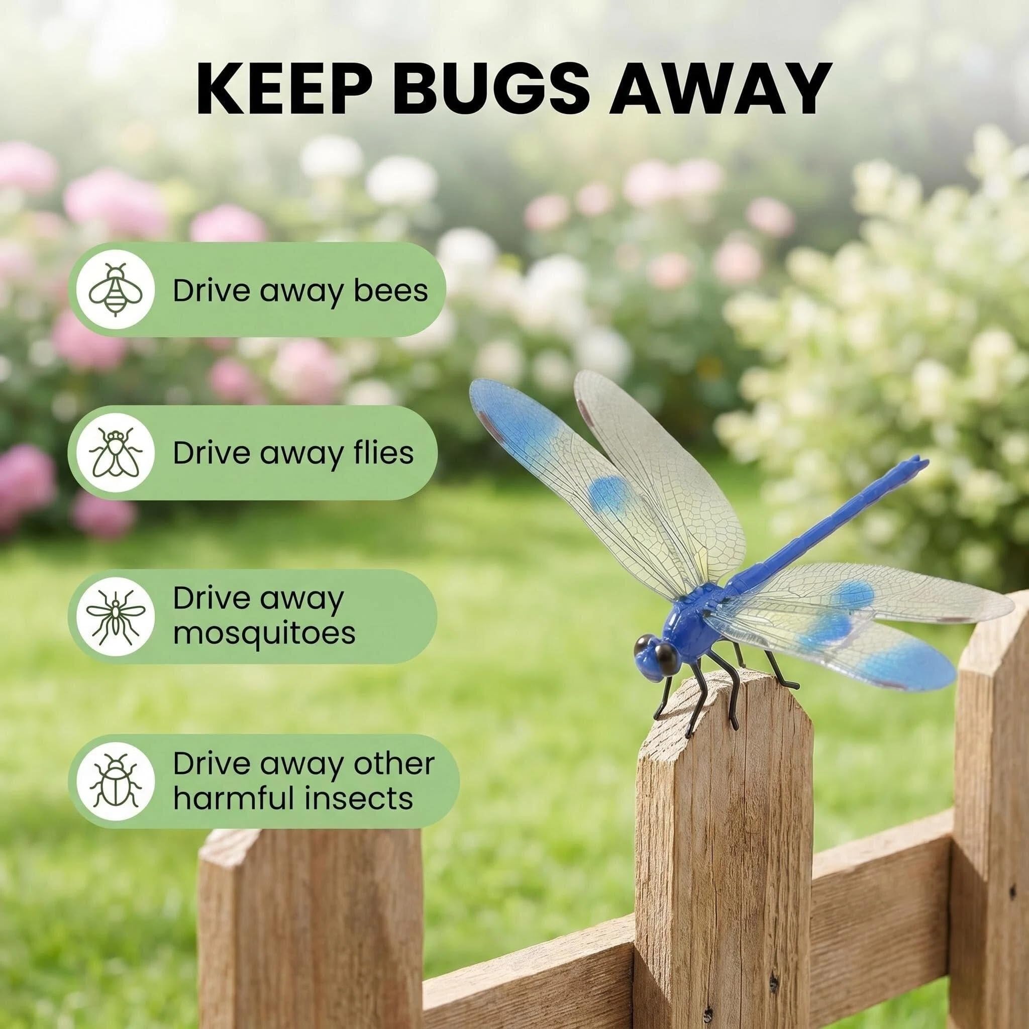 Mustio Dragonfly Clip in blue colour on garden stake
