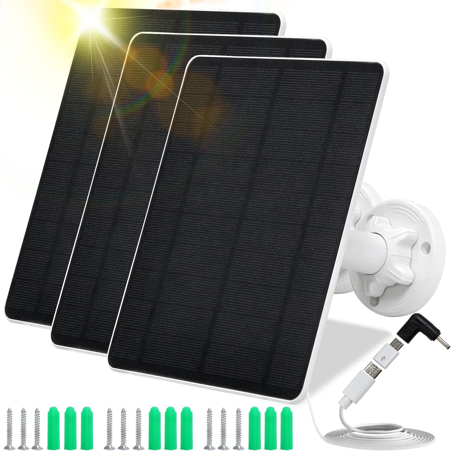 MUZUZZI 5W solar panel front view with USB-C port