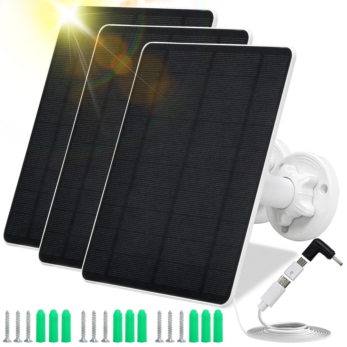 MUZUZZI 5W solar panel front view with USB-C port
