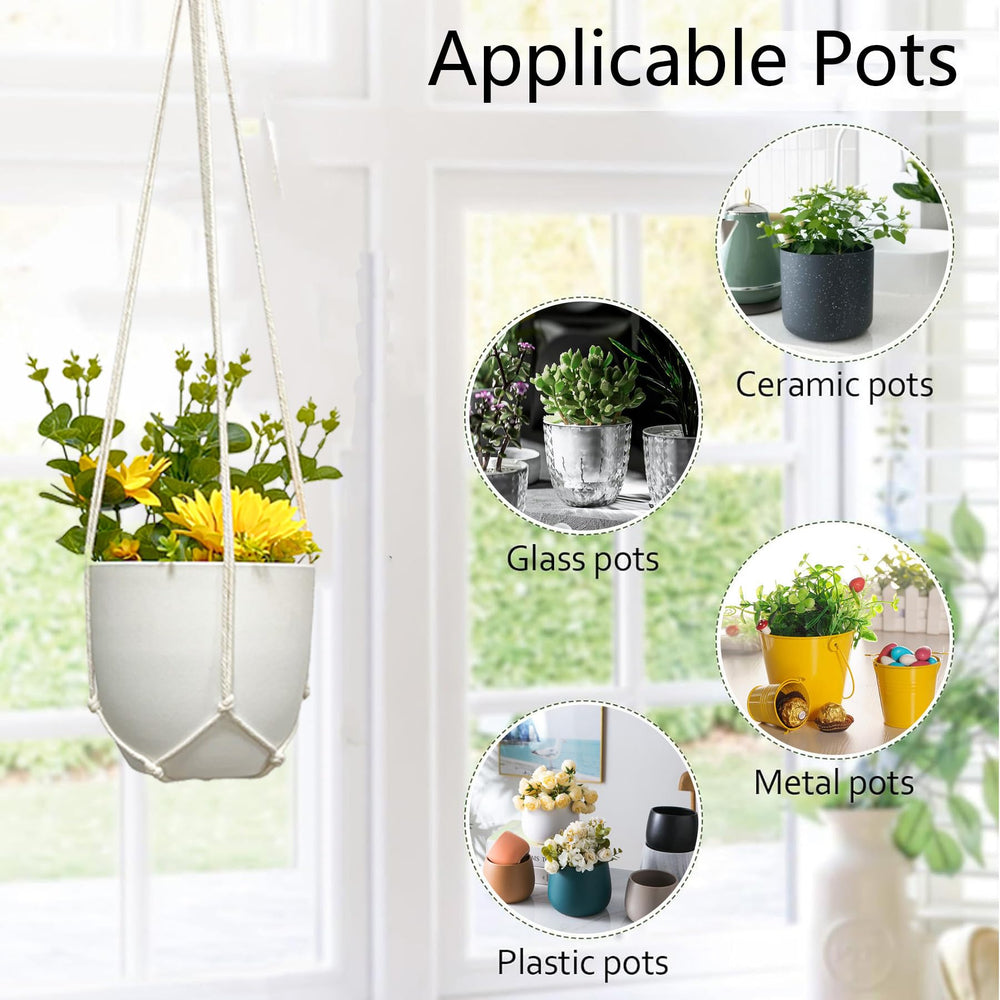 MVOVM Macrame Plant Hanger set with ceiling hooks and expansion tubes