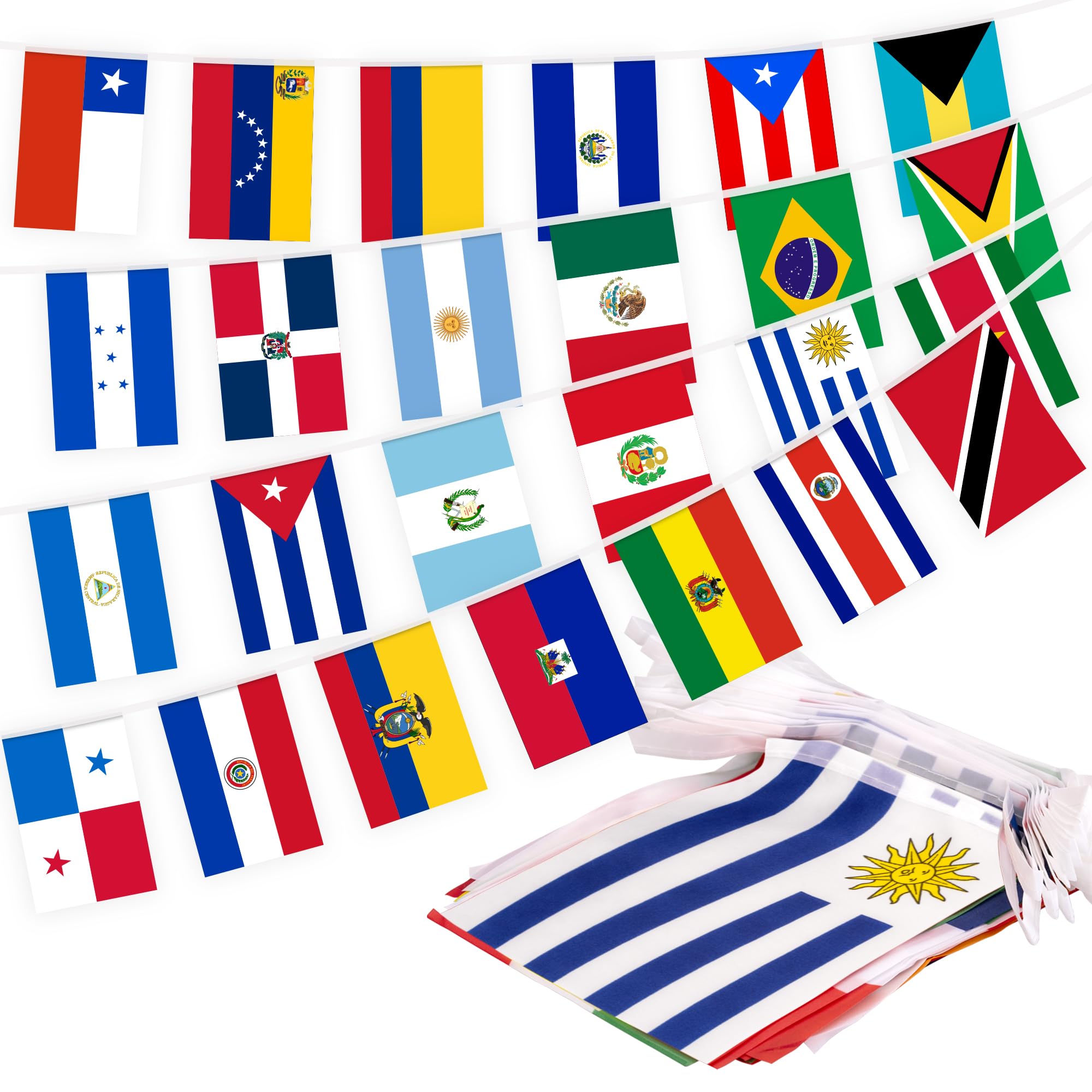 MVPRING Latin America Flag Pennant Banner, 30 ft with 25 flags