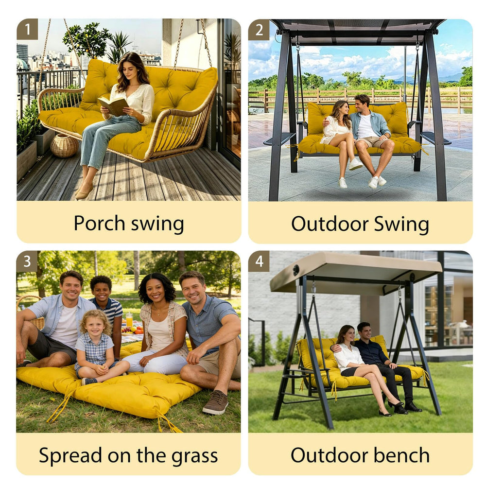 MVRFN 5" Thick Outdoor Porch Swing Cushion in garden setting