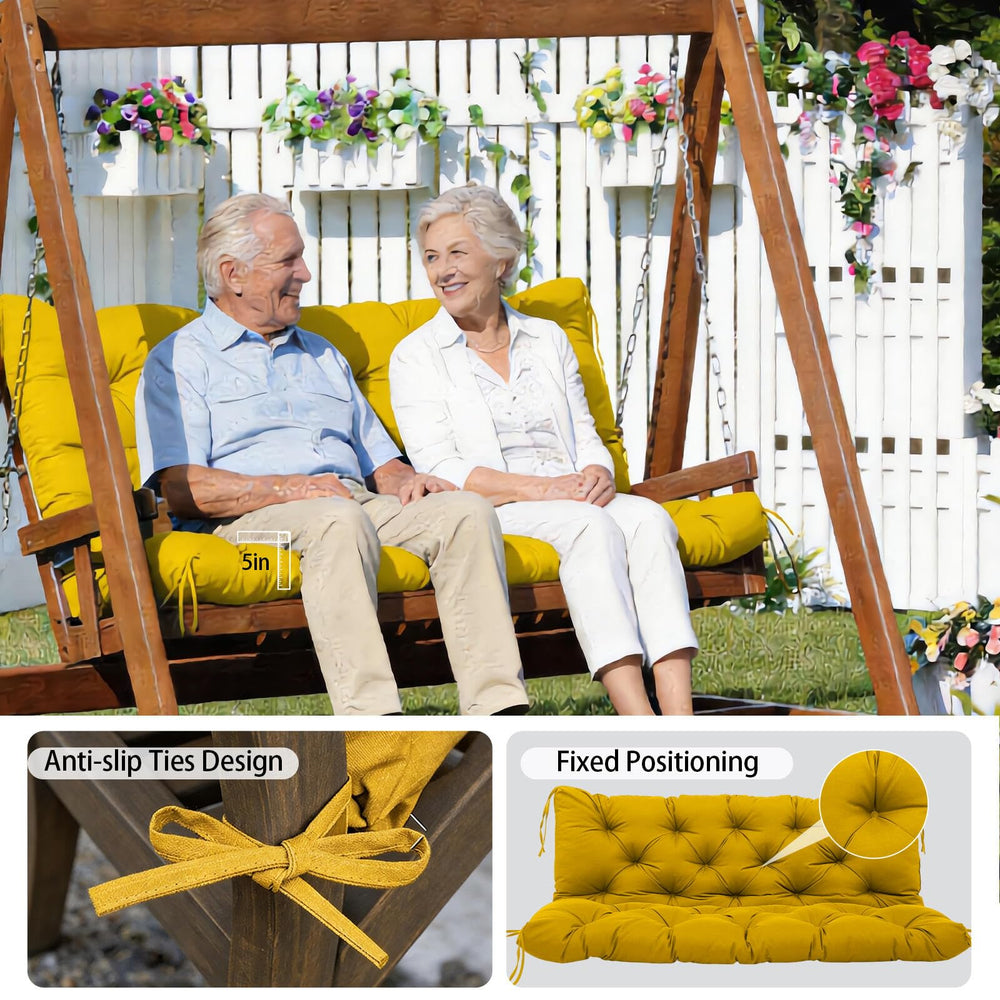 MVRFN 5" Thick Outdoor Porch Swing Cushion on a 2-seater swing