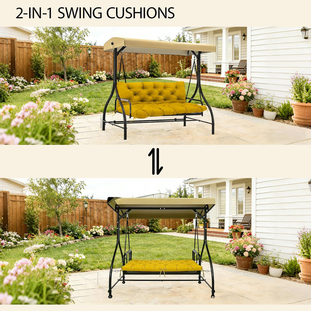 MVRFN porch swing cushion showing non-slip ties