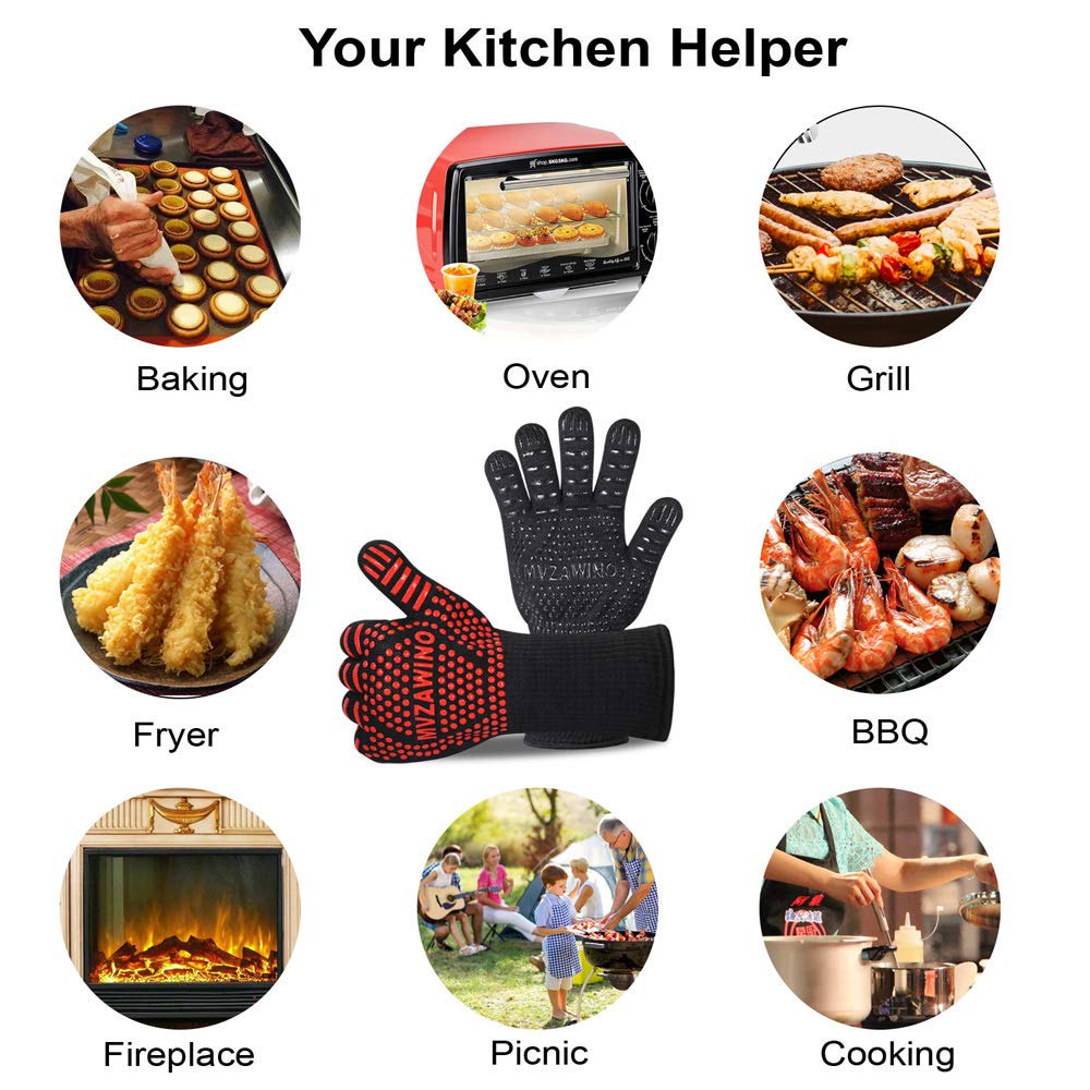 MVZAWINO BBQ Grill Gloves in Kitchen Setting