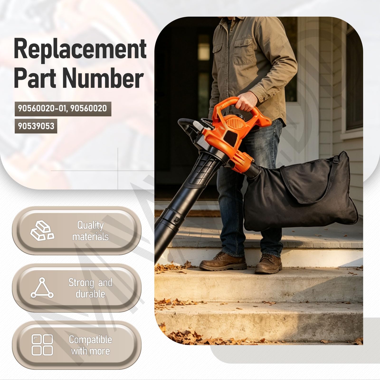 MWEDP Leaf Blower Shoulder Bag with Black & Decker tools inside