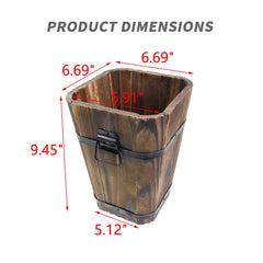 MY MIRONEY Vintage Wooden Barrel Planter side view