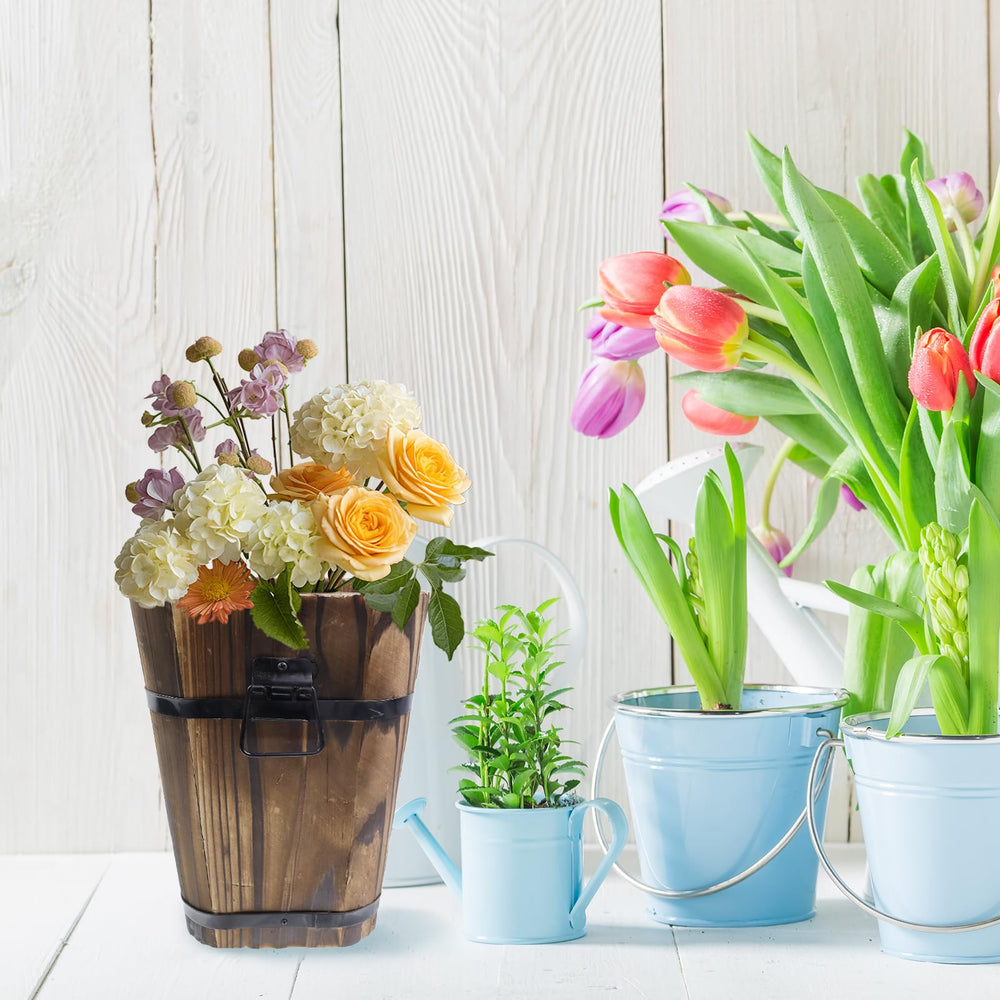 MY MIRONEY Vintage Wooden Barrel Planter storage use