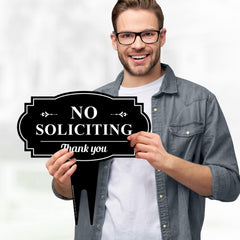 My Sign Center No Soliciting Sign displayed in a garden setting