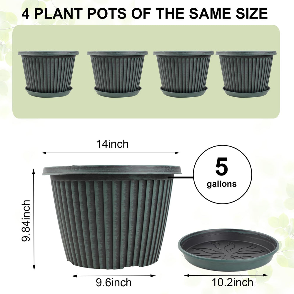 Myfeegoin 14 inch planter with drainage holes and saucer