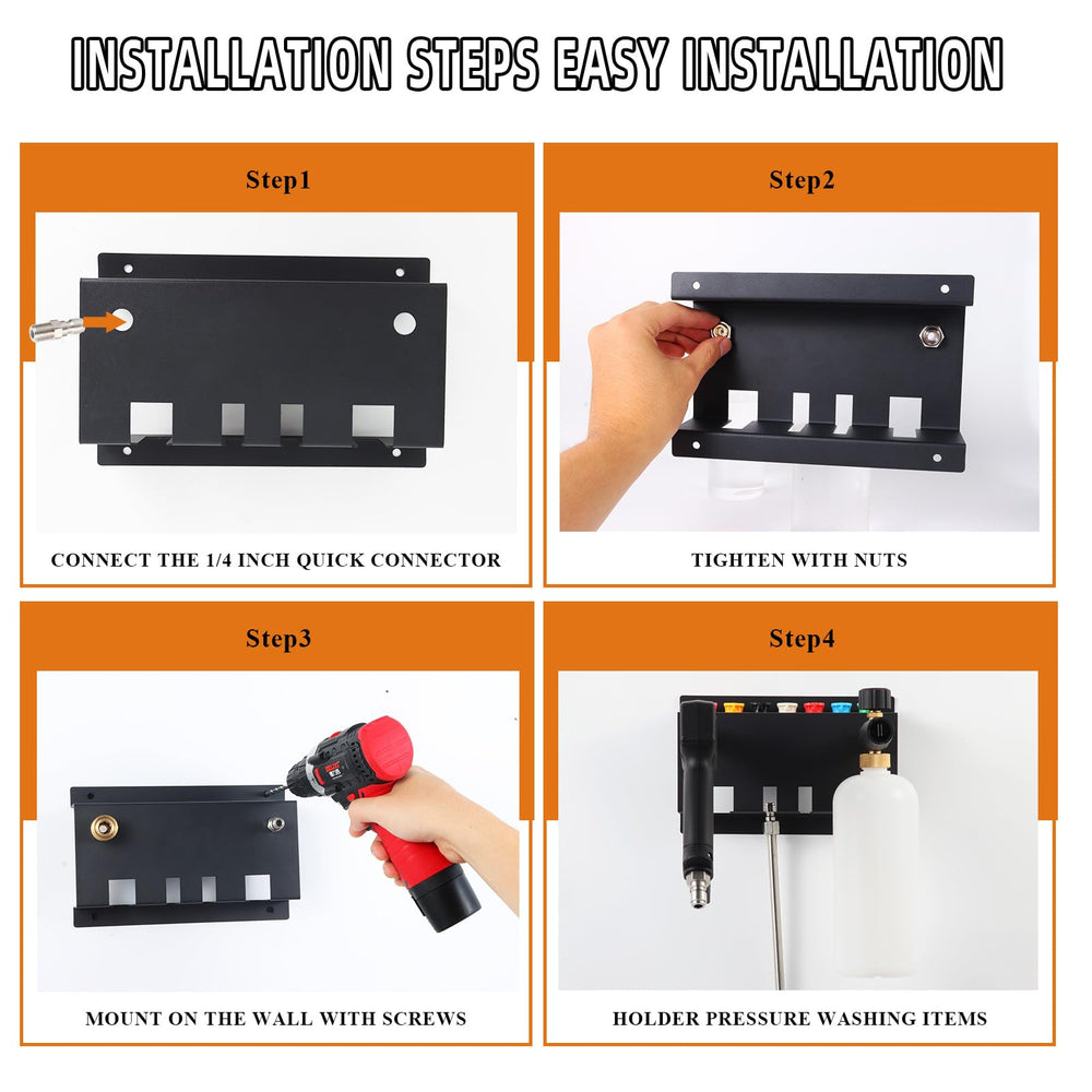 MYHLPER Pressure Washer Holder showing nozzle tips