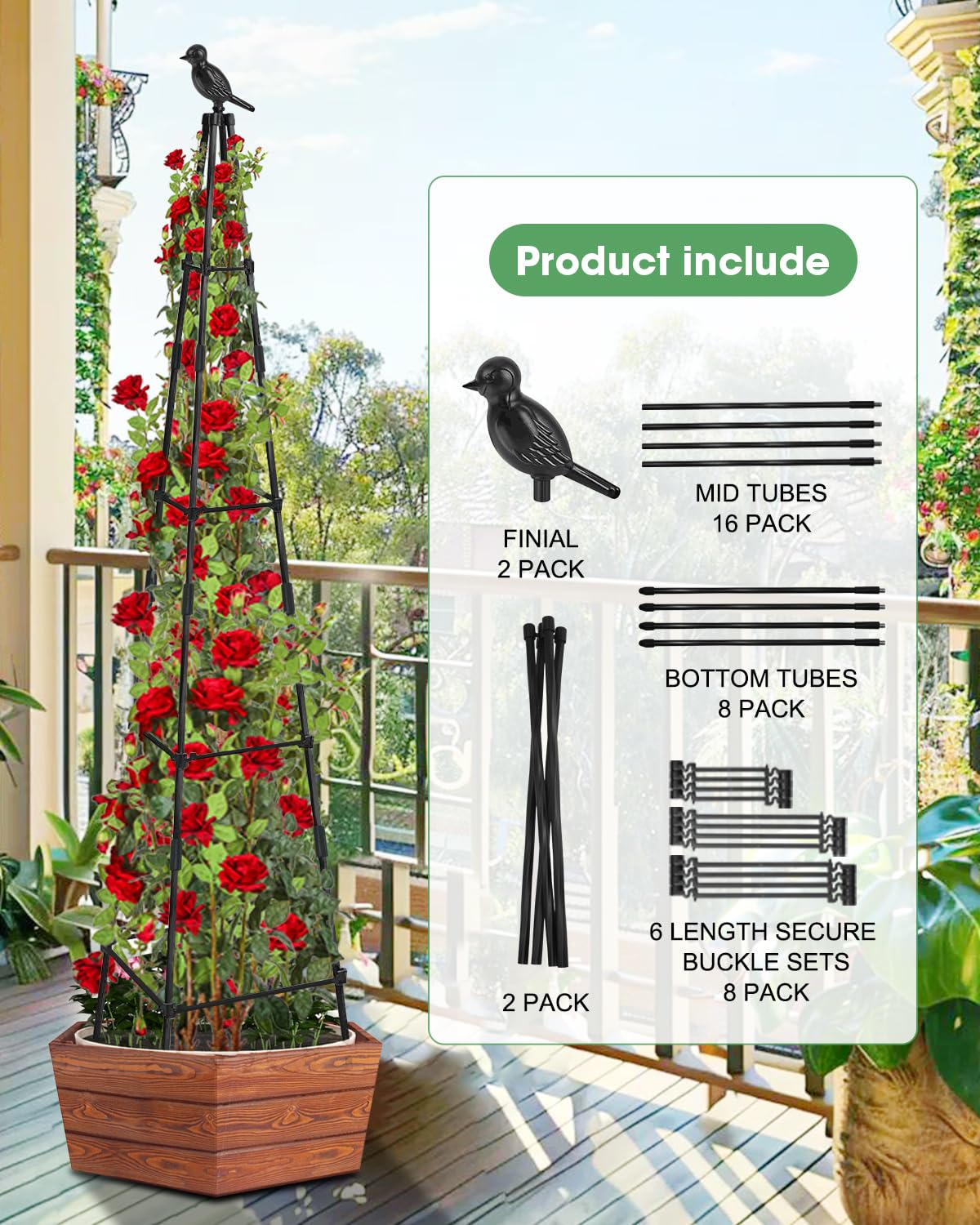 MYMULIKE 67'' trellis showing adjustable height feature