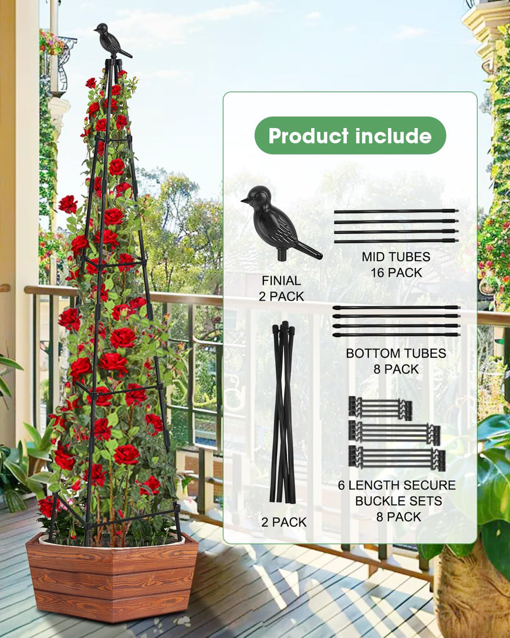 MYMULIKE 67'' trellis showing adjustable height feature