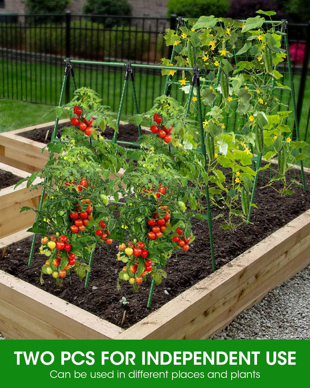 MYMULIKE Cucumber Trellis in a backyard