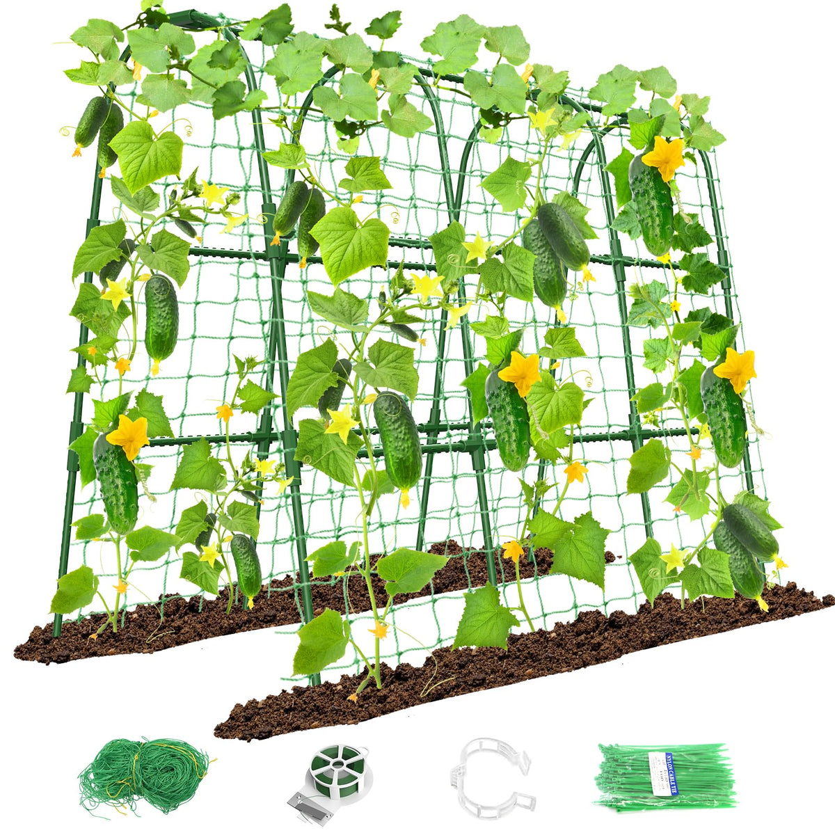 MYMULIKE Cucumber Trellis U-Shape front view with green colour