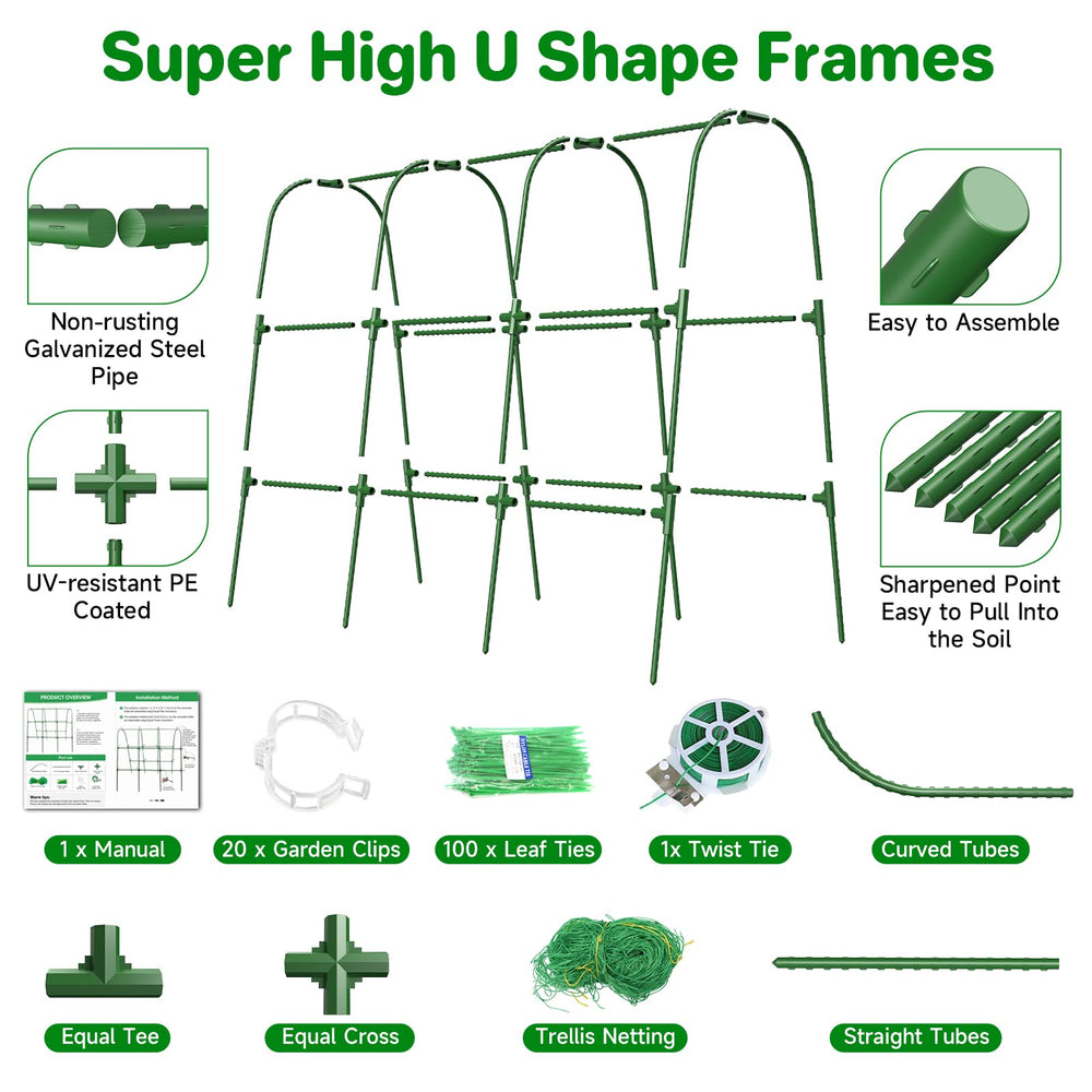 MYMULIKE Cucumber Trellis U-Shape with climbing plants