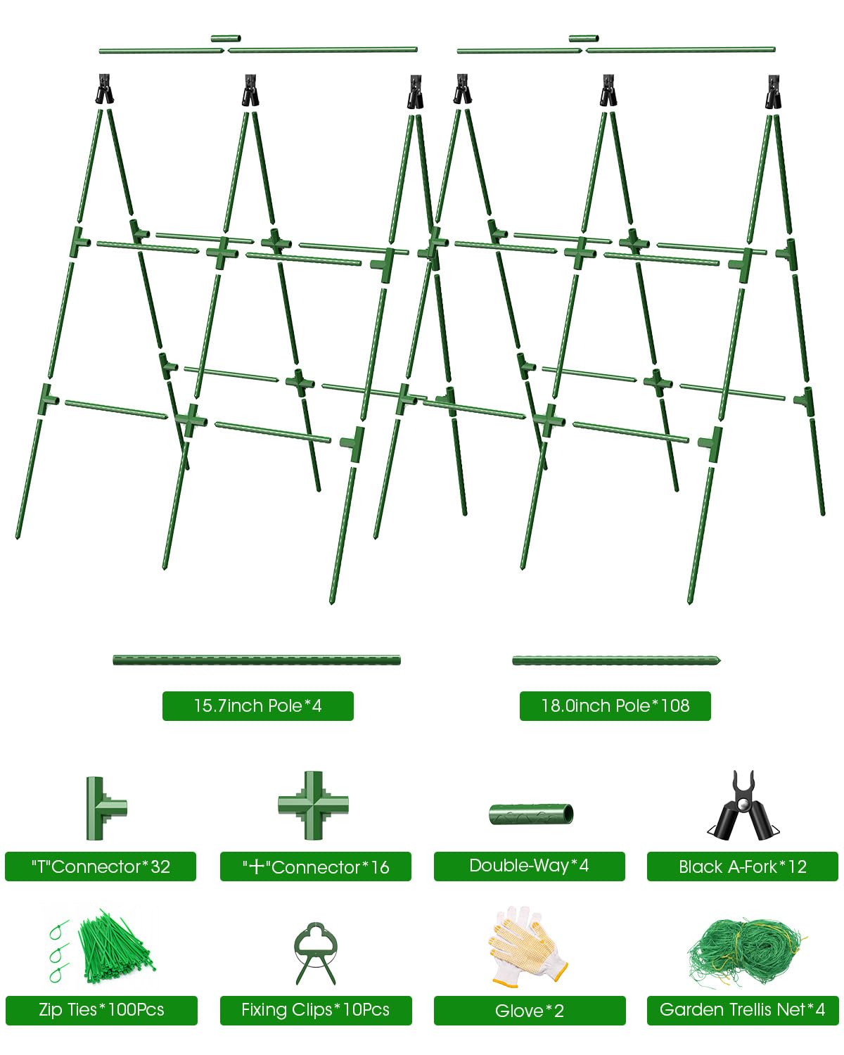 MYMULIKE Cucumber Trellis with vegetables climbing on it