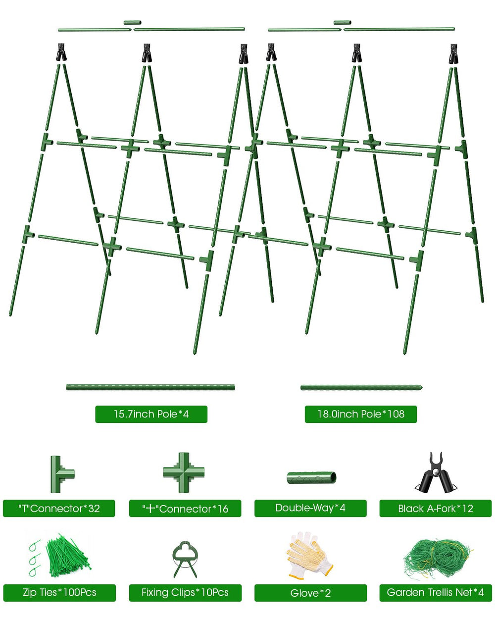 MYMULIKE Cucumber Trellis with vegetables climbing on it