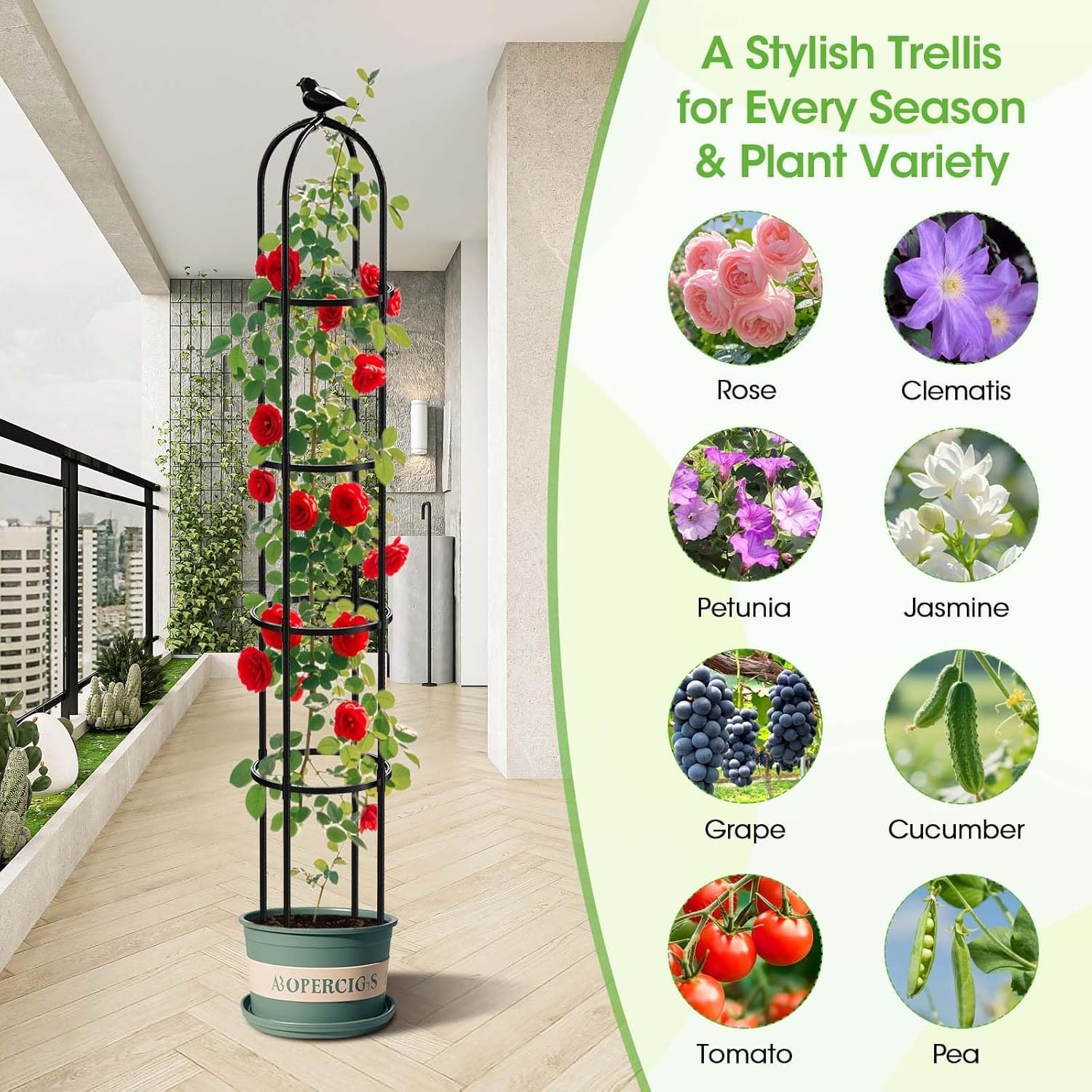 MYMULIKE Garden Trellis with flowers climbing