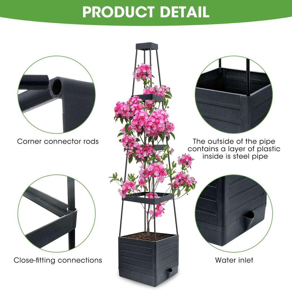 MYMULIKE raised garden bed trellis and plants growing