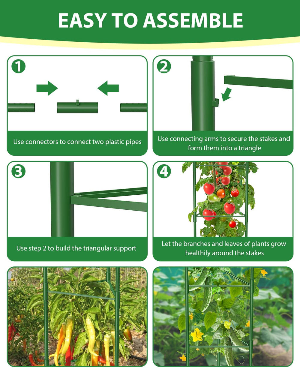 MYMULIKE tomato cage close-up showing anti-rust coating