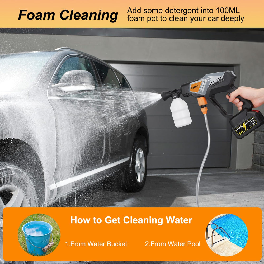 MYPIN Portable Cordless Pressure Washer 6-in-1 nozzle detail