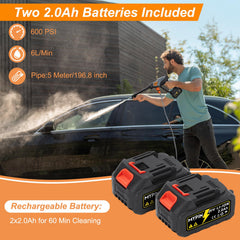 MYPIN Portable Cordless Pressure Washer side view with battery compartment